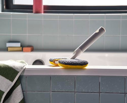 Joseph Joseph CleanTech 2-in-1 Bathroom Tub Shower Cleaning Scrubber with Microfiber pad and Abrasive Scouring Pads - style: Surface Scrubber