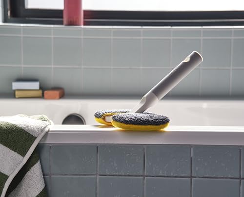 Joseph Joseph CleanTech 2-in-1 Bathroom Tub Shower Cleaning Scrubber with Microfiber pad and Abrasive Scouring Pads - style: Surface Scrubber