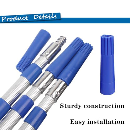 3 Pcs Blue Squeegee Adapter – Converts Threaded Tip to Standard Friction Taper Fit for Squeegee Cleaning Tools