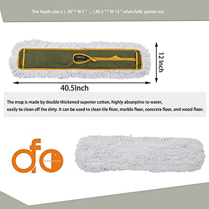 OFO 36inch Industrial Commercial Dust Mop 2 Sets //Heavy Duty Dust Mop // 63inch Length Stainless Steel Handle //Easily Clean Large Area Factory,Shopping Mall,Garage - style: 36 Inch