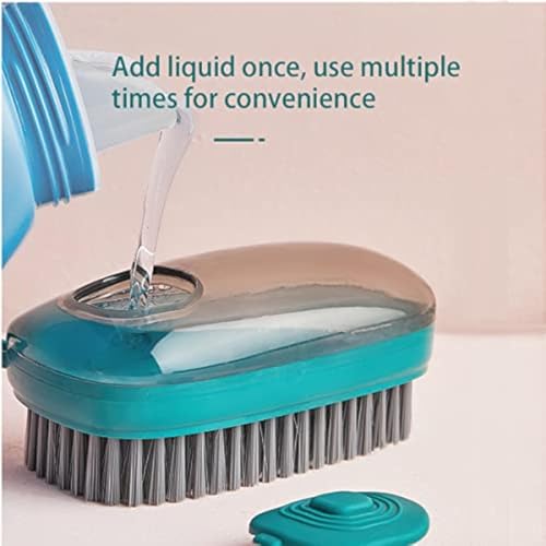 Brush with Soap Dispenser, Good Srubber Cleaner for Dish Sink Pan Pot Washing and Cleaning, Bathroom, Kitchen, Soft Laundry Clothes and Shoes Scrubbing Brush(Green) (Green) - color: Green