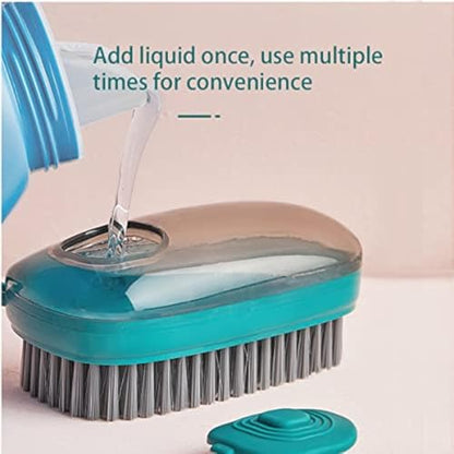 Brush with Soap Dispenser, Good Srubber Cleaner for Dish Sink Pan Pot Washing and Cleaning, Bathroom, Kitchen, Soft Laundry Clothes and Shoes Scrubbing Brush(Green) (Green) - color: Green