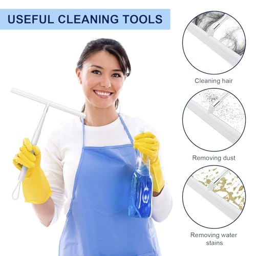 Upgrade Detachable and Retractable Handle,Shower Squeegee for Glass Doors and Tile Door Cleaner Bathroom Squeeze Walls squeegees with 2 Adhesive Hooks (White) - color: White