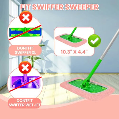 6 Pack Reusable Microfiber Mop Pads - Compatible with Sweeper, Reusable Mop Pads, Washable Dry Cloths & Wet Pads Refill for Hardwood Laminate Tile Floor Cleaning (6, Pink, M) - color: Pink