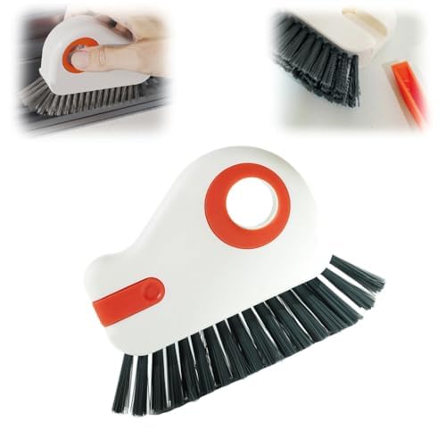 2 in 1 Groove Cleaning Brush Window Track Cleaning Tools, 2025 New Hard Bristle Crevice Cleaning Brush with Hidden Scraperfor Sliding Door Track, Window Sill, Shutter Door(Orange,1pcs) - color: Orange,1pcs