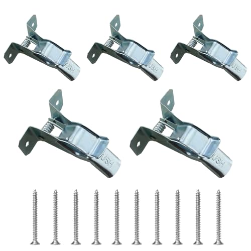 TAODAN 5PCS 2.65 Inch Silver Metal Wall Mounted Spring Clip Organiser Garage Storage Rack Broom Mop Holder Hardware Tool