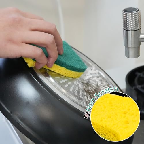 6-Pack Non-Scratch Kitchen Sponges – Durable Dish Sponges for Dishes, Pots, and Pans, Perfect for Cleaning Stainless Steel, Dishwashing, and More, Green & Yellow - color: Green Yellow