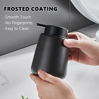 12Oz Black Soap Dispenser - Modern Ceramic Lotion Hand Soap Dispenser with Easy-to-Press Black Pump, Reusable and Refillable Liquid Dish Soap Dispensers for Bathroom & Kitchen - color: Black, style: Liquid Pump