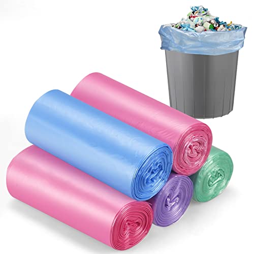 Small Trash bags, 4 Gallon Garbage Bags, Small Garbage Bags Wastebasket Trash Can for Bathroom Office, 5 Rolls(100 Count) -Colored (Multicolor) 1 - color: Multicolor