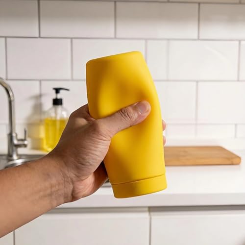 Dish Soap Dispenser for Kitchen, Silicone Squeeze Bottle for Dish Detergent (Yellow) - color: Yellow