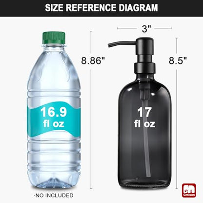 GMISUN Black Soap Dispenser, 2 Pack Hand Soap Dispensers for Bathroom, 17 Fl Oz Dish Soap Dispenser for Kitchen with Stainless Steel Pump, Modern Liquid Soap Bottle Set - color: Clear Black Bottle + Black Pump