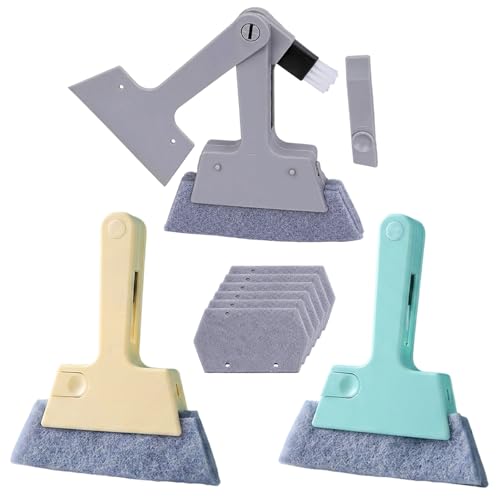 9PCS 4-in-1 Multifunctional Window Brush Set for Efficient Win-dow Maintenance, Window Sill Cleaner Tool, Win-dow Track Cleaning Tools, Includes Three Brushes and Six Replacement Pads