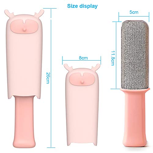 Pet Hair Remover Brush Removal - Portable Dog or Cat Fur Cleaner Tool for Furniture, Carpet, Clothing, Car Seat Self-Cleaning Base Efficient Double-Sided Perfec (Pink) - color: Pink
