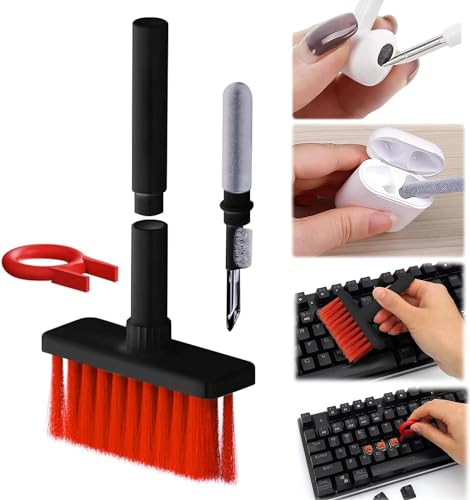 5 in 1 Keyboard Cleaning Brush Kit,Multifunctional Earbuds Cleaner with Keycap Puller,Cleaning Tools for Mechanical Keyboard,PC Laptop and Earphone (Red) - color: Red