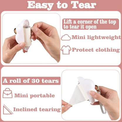 Mini Travel Lint Roller, Reusable Pet Hair Remover for Clothes with 150 Refillable Sheets (White) - color: White
