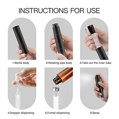 Tekson 10ml Travel Perfume Atomizer Refillable, Mini Cologne Spray Bottle Empty, Small Coffee Spray Bottle (Black) - color: black