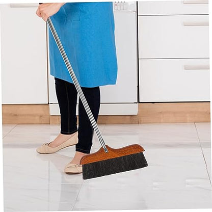 GALPADA Long Handle Soft Bristle Broom Stainless Steel Handle Sturdy Cleaning Tool for Home and Kitchen for Dust and PET Hair Removal