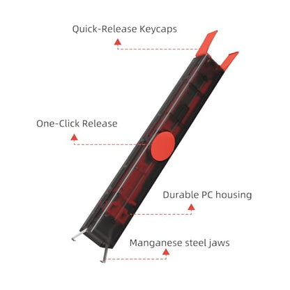 GATERON Twins 2-in-1 Switch and Keycap Puller,Manganese Steel Jaws Hot Swap Tool for Mechanical Keyboards,Ergonomic DIY Removal Kit with Cleaning Brush (Black-Red Color Scheme)