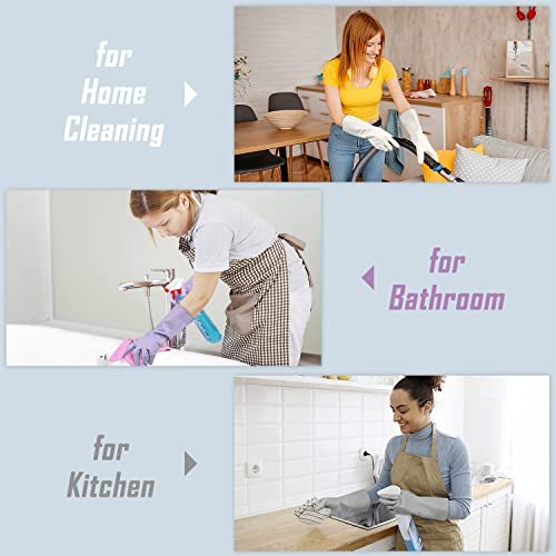Cleanbear Reusable Dish Washing Rubber Glove Set of 3, Household Cleaning Gloves for Washing - color: Lilac, Grey, White, size: Medium