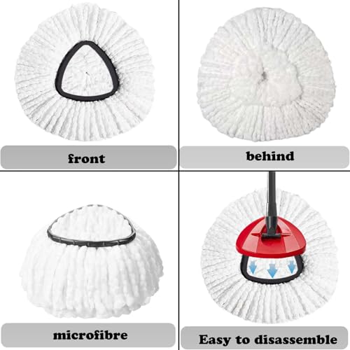 4 Pack Mop Replacement Heads for O-Ceda Mop Replace Head Spin Mop Heads Replacements, Microfiber Spin Mop Refills, Easy Cleaning Mop Head Machine Washable - color: #2 White