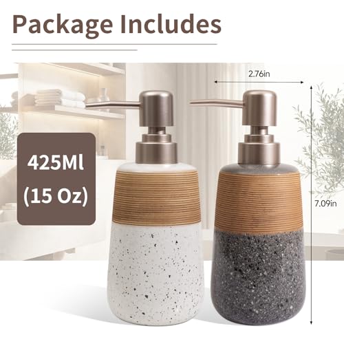 Ceramic Hand Soap Dispenser, 15 Oz Liquid Soap Dispenser for Bathroom Countertop Dish Soap Dispenser for Kitchen Sink, Bathroom Lotion Bottle Dispensers Farmhouse Kitchen Decor, White - size: 1 x 15 Oz White Soap Dispenser