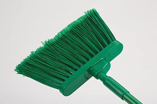 SPARTA 41082EC09 Plastic Color Coded Broom, Flagged Bristles, Long Broom With Angled Head For Large Debris, 56 Inches, Green, (Pack of 12) - color: Green