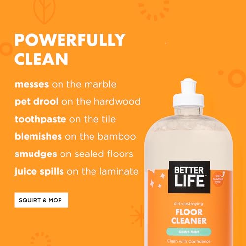 Better Life Floor Cleaner - Liquid Multipurpose Cleaner for Wood, Tile, Laminate, Vinyl, Bamboo - Hardwood Floor Cleaner for Mopping - Citrus Mint 32oz - size: 32 Fl Oz (Pack of 1)