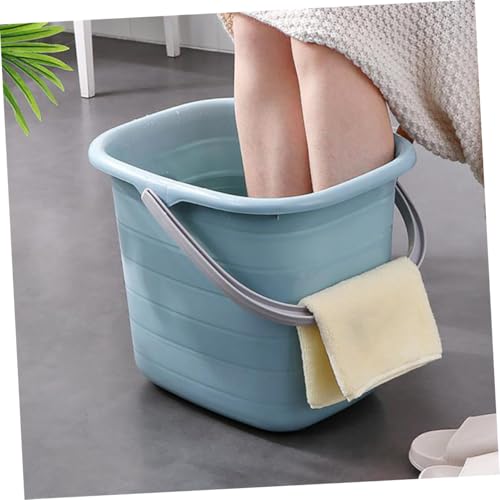 SOLUSTRE Rectangular Plastic Water Bucket with Handle 11l, Portable Household Storage and Mop Bucket for Cleaning, Blue Multifunctional Water Holder for Laundry and Bathing