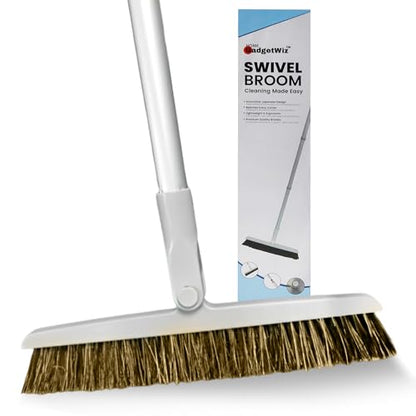 Broom for Hardwood Floors, 18" Swivel Head, 54" Handle Sweeper Lightweight Broom Easy Sweep Like Horsehair Broom