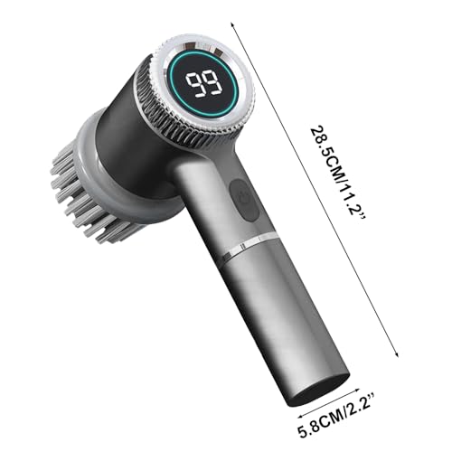 DONGKER Electric Spin Scrubber,3 Speeds Adjustment Handheld Electric Scrubber with 5 Replaceable Brush Heads for Floor Tub Tile Kitchen Car - color: White