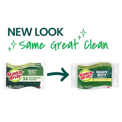 Scotch-Brite Heavy Duty Scrub Sponge, 24 Kitchen Sponges, Designed for Tough Messes in the Kitchen, Lasts 3X Longer*, Best for Cast Iron Skillets, Outdoor Grills, Flexible, Durable & Strong