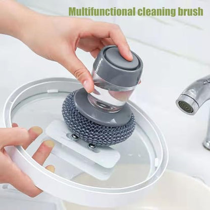 cdar Automatic Liquid Washing Brush with Replaceable Head Built-in Soap Dispenser Pot Brush Kitchen Cleaning Tool A - color: A