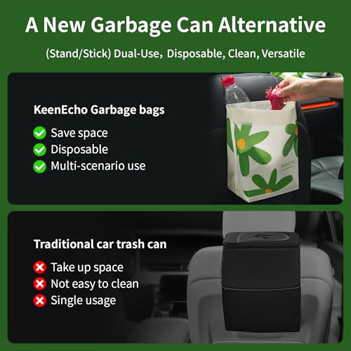 Disposable Car Garbage Bin Bags, Vomit Trash Bags made with Recycled HDPE for Boat, Plane, Travel, Camping, Bedroom, Study Room, Office and Car, 20 pcs - color: Green 20 Count (Pack of 1)