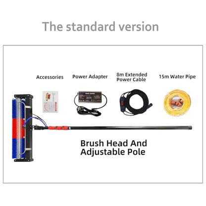 Solar Panel Cleaning Roller Brush, 11FT Water Fed Pole Kit, Solar Panel Electric Cleaning Brush, Adjustable Outdoor Window Cleaning Kit, Photovoltaic panel cleaning tools, with Power Converter - size: 11FT-inverter