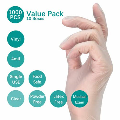 Dr.GreenPanda Clear Vinyl Disposable Gloves Food Safe Latex Free Powder Free for Cooking Cleaning Food Service GPVF or MPVF