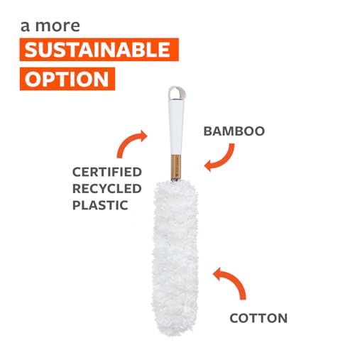 Full Circle Dust Whisperer Microfiber Duster - Machine Washable, For Ceiling Fans, Blinds, Furniture - White - color: White