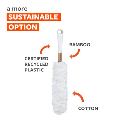 Full Circle Dust Whisperer Microfiber Duster - Machine Washable, For Ceiling Fans, Blinds, Furniture - White - color: White