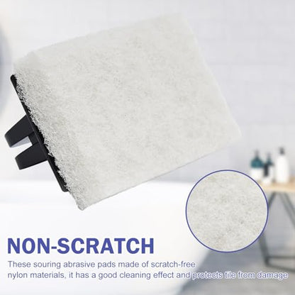 YoleShy Handled Scrubber Set, Non-Scratch Bathroom Scrubbing Pads, Bathtub Scrubber with Handle, Reusable Cleaning Sponge for Shower Tile, Bathtube, Sink, Spas Tubs & Swimming Pool Step - color: Black