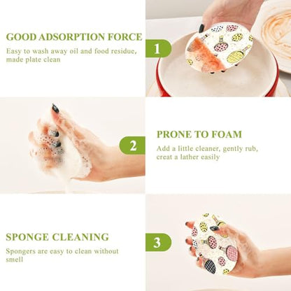 Ping Pong Rackets Balls Pattern Dish Scrub Sponges Kitchen Non Scratch Reusable Compressed Cellulose Sponge Hanging for Household Cleaning Washing Dishes Pots and Pans 3 Pack - color: Pattern6