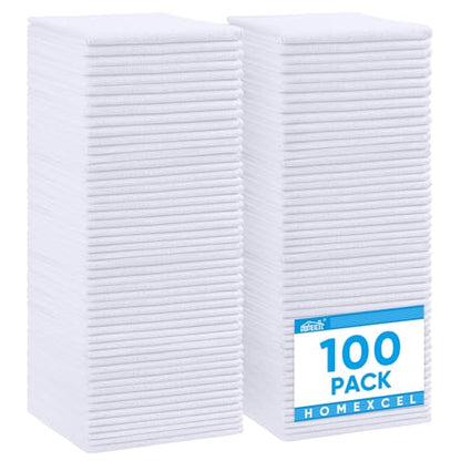 HOMEXCEL White Microfiber Cleaning Cloth 100 Pack, Microfiber Towel for Cars, Lint Free, Scratch-Free, Highly Absorbent, and Cleaning Rags for House, Window and Glass, Cars, TV Screen 11.5 X11.5 inch - color: White