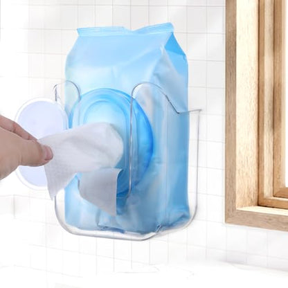 Wipes Dispenser Flushable Wipes Holder for Bathroom Wipe Container Clear Wipe Dispenser Wall-Mounted Tissue Box Wipes Holder for Bathroom Bedroom Kitchen - color: Transparent