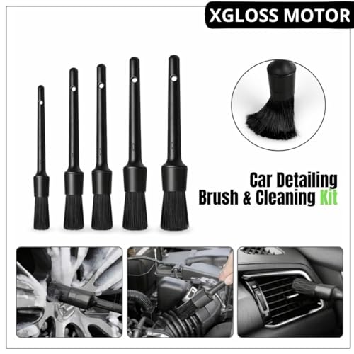XGloss Motor™ 19-Piece Car Detailing Brush & Cleaning Kit – Drill Brush Set, Detail Brushes, Wheel Brushes, Wash Mitt, Towel, Vent & Dusting Brushes, Applicator Pad & Storage Bag