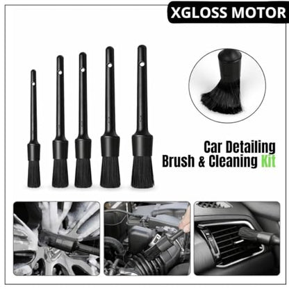 XGloss Motor™ 19-Piece Car Detailing Brush & Cleaning Kit – Drill Brush Set, Detail Brushes, Wheel Brushes, Wash Mitt, Towel, Vent & Dusting Brushes, Applicator Pad & Storage Bag