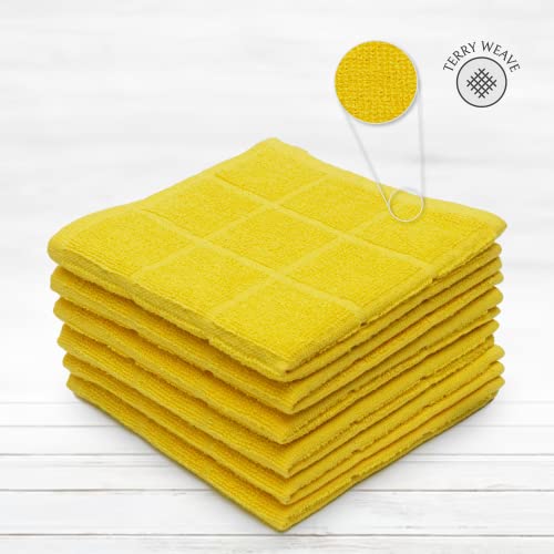 100% Cotton Terry Dish Cloth & Dish Towel, 6 Pack, Super Soft and Absorbent Kitchen Towels, Perfect for Kitchen Cleaning and Dish Washing (Yellow 6 Pack) - color: Yellow 6 Pack