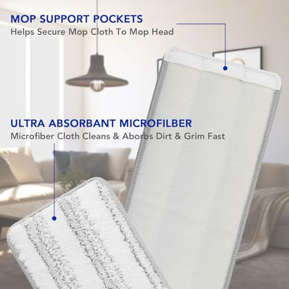 Microfiber Cleaning Pads for Flat Mop Bucket Set : 10 Packs 13" X 4.9" Washable Pads for Floor Cleaning Compatible with Tethys & Most 13 Inch Flat Mop Bucket System - color: 10 Packs - 10 Scrubby