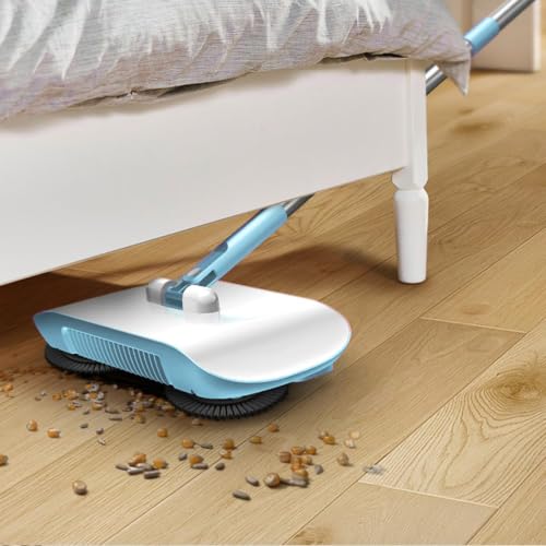 Carpet Floor Sweeper Manual with Horsehair,Hanging Manual Vacuum Carpet Brush Home Tool for Sweeping Mopping (Blue)