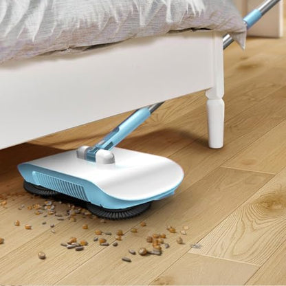Carpet Floor Sweeper Manual with Horsehair,Hanging Manual Vacuum Carpet Brush Home Tool for Sweeping Mopping (Blue)