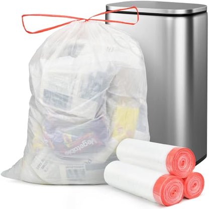 16 Gallon Trash Bags with Drawstring, Clear plastic bags, 105 Count | Tear Free, Fit 16-18 gal, Large Strong Trash Can Liners, Heavy Duty Compactor Bags, For Home Kitchen Office Lawn Commercial - style: 16-18 Gallon (105 Count, Clear)