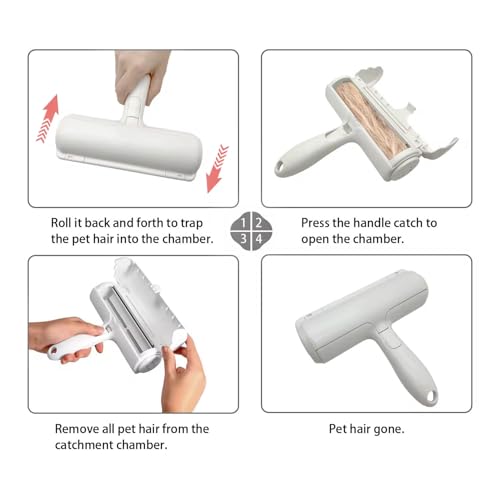 Play Pet Hair Remover Roller – Reusable Lint Roller for Cat & Dog Hair on Furniture, Couch, Carpet, Car, Rugs & Bedding – Portable, Eco-Friendly