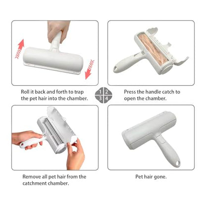Play Pet Hair Remover Roller – Reusable Lint Roller for Cat & Dog Hair on Furniture, Couch, Carpet, Car, Rugs & Bedding – Portable, Eco-Friendly
